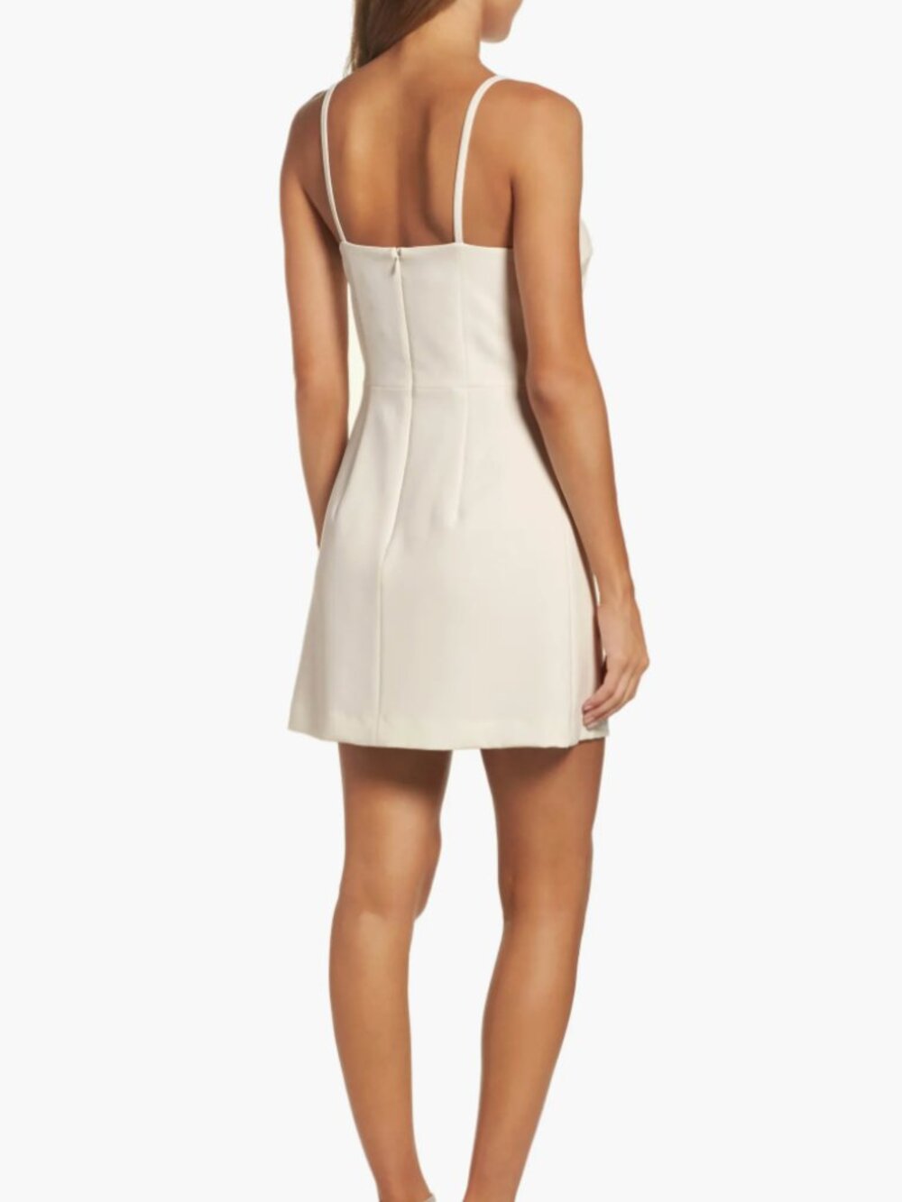 French Connection Whisper Light Mini Dress Size 4 Neutral Sheath Minimalist Slip - Picture 6 of 9